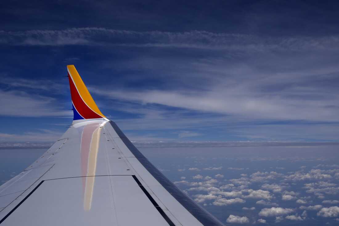 La vista desde la ventana de un avión de Southwest Airlines.