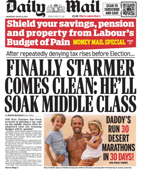 El titular de la portada del Daily Mail dice: 