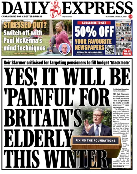 El titular de la portada del Daily Express dice: 