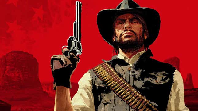 El arte muestra a un hombre sosteniendo un arma en Red Dead Redemption 1. 